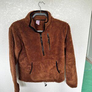 No Boundaries Plush Brown Quarter Zip Pullover
